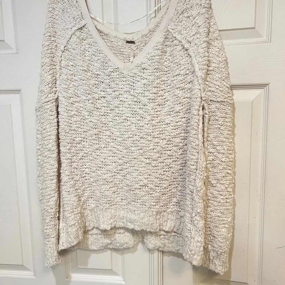Free‎ People Songbird Chunky Popcorn Boucle Loose Knit Sweater Sz medium boho